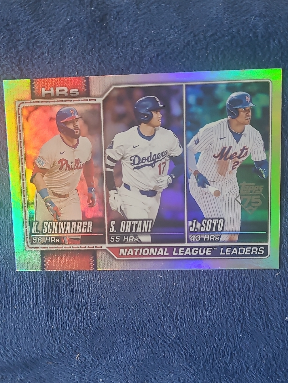 Topps Blue White Red 2025 National League Home Runs Leaders Card Holo Foil